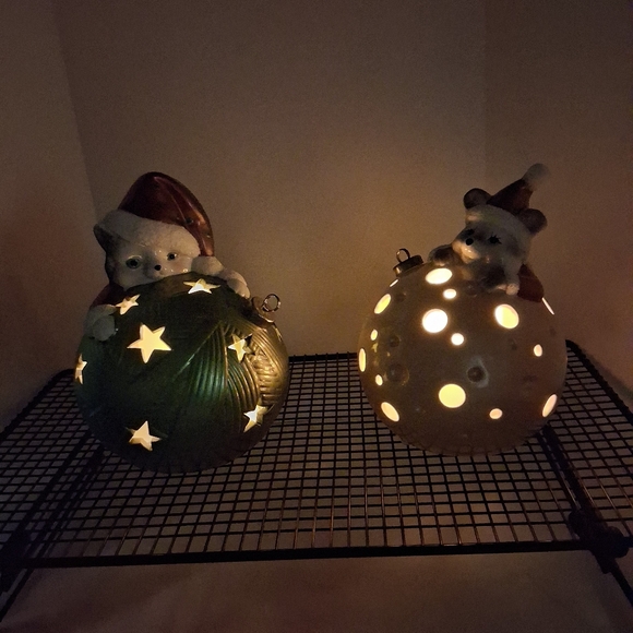 Home Reflections Light Up Christmas Cat And Mouse Set Of 2